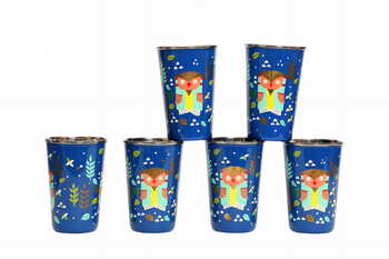 Steel Tumbler Big-Owl Tie Blue ( set of 6 )