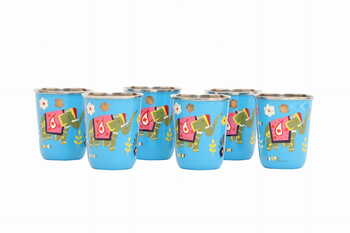 Steel Tumbler Small-ELEPHANT STAR-Blue ( set of 6 )