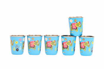 Steel Tumbler Small-ELEPHANT STAR-Blue ( set of 6 )