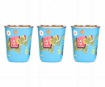 Steel Tumbler Small-ELEPHANT STAR-Blue ( set of 3 )