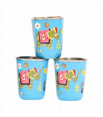 Steel Tumbler Small-ELEPHANT STAR-Blue ( set of 3 )