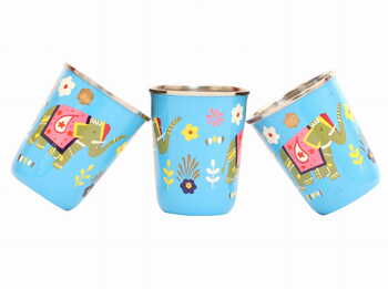 Steel Tumbler Small-ELEPHANT STAR-Blue ( set of 3 )