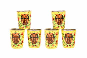 Steel Tumbler Small-Owl Eye Yellow ( set of 6 )