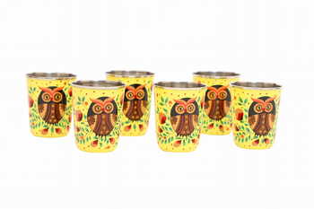 Steel Tumbler Small-Owl Eye Yellow ( set of 6 )