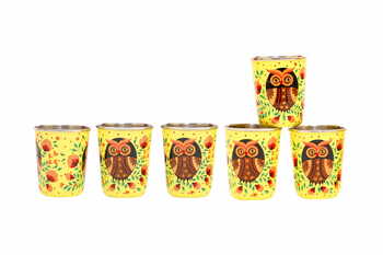 Steel Tumbler Small-Owl Eye Yellow ( set of 6 )