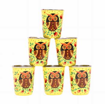 Steel Tumbler Small-Owl Eye Yellow ( set of 6 )