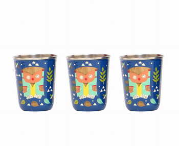 Steel Tumbler Small-Owl Tie Blue ( set of 3 )