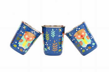 Steel Tumbler Small-Owl Tie Blue ( set of 3 )