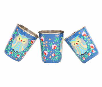 Steel Tumbler Small-Owl Eye Blue ( set of 3 )