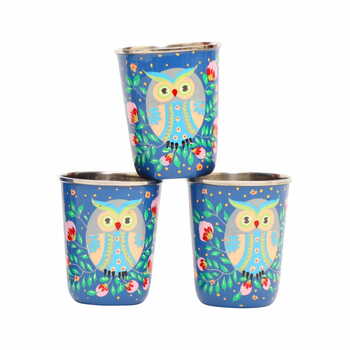 Steel Tumbler Small-Owl Eye Blue ( set of 3 )