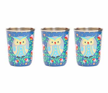 Steel Tumbler Small-Owl Eye Blue ( set of 3 )