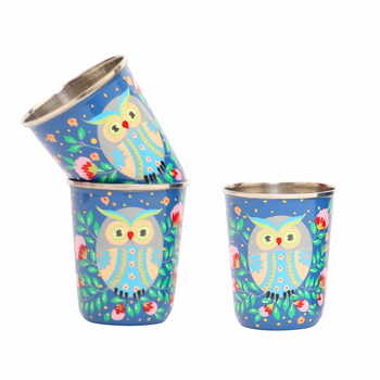 Steel Tumbler Small-Owl Eye Blue ( set of 3 )