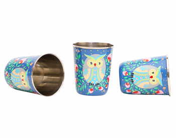 Steel Tumbler Small-Owl Eye Blue ( set of 3 )