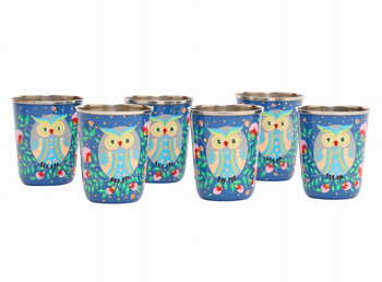 Steel Tumbler Small-Owl Eye Blue ( set of 6 )