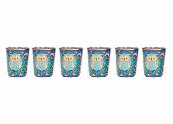 Steel Tumbler Small-Owl Eye Blue ( set of 6 )