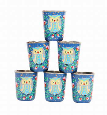 Steel Tumbler Small-Owl Eye Blue ( set of 6 )