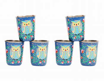 Steel Tumbler Small-Owl Eye Blue ( set of 6 )