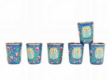 Steel Tumbler Small-Owl Eye Blue ( set of 6 )