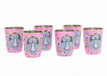 Steel Tumbler Small-Owl Eye Pink ( set of 6 )