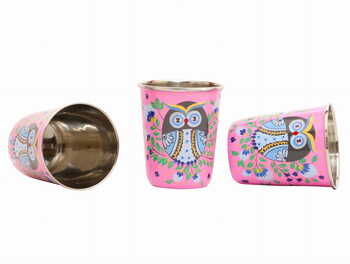 Steel Tumbler Small-Owl Eye Pink  ( set of 3 )