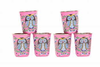 Steel Tumbler Small-Owl Eye Pink ( set of 6 )