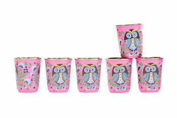 Steel Tumbler Small-Owl Eye Pink ( set of 6 )