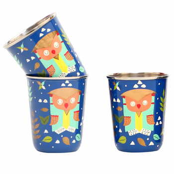 Steel Tumbler Small-Owl Tie Blue ( set of 3 )