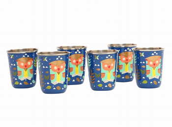 Steel Tumbler Small-Owl Tie Blue ( set of 6 )