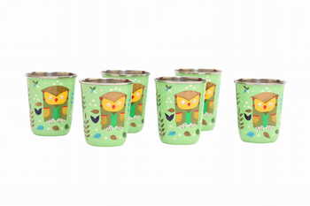 Steel Tumbler Small-Owl Tie Green ( set of 6 )