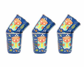 Steel Tumbler Small-Owl Tie Blue ( set of 6 )