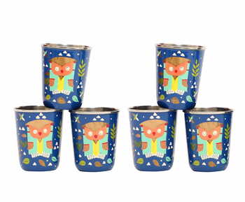 Steel Tumbler Small-Owl Tie Blue ( set of 6 )