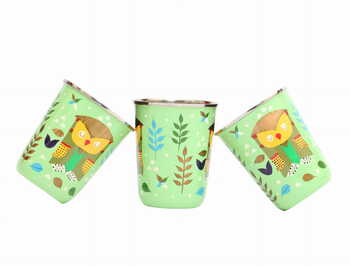 Steel Tumbler Small-Owl Tie Green ( set of 3 )