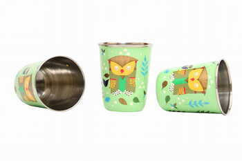 Steel Tumbler Small-Owl Tie Green ( set of 3 )