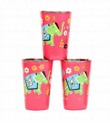 Steel Tumbler Big-ELEPHANT Star-Pink ( set of 3 )