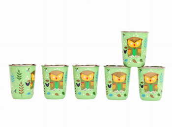 Steel Tumbler Small-Owl Tie Green ( set of 6 )