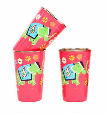 Steel Tumbler Big-ELEPHANT Star-Pink ( set of 3 )