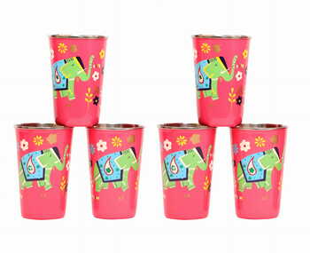 Steel Tumbler Big-ELEPHANT Star-Pink ( set of 6 )