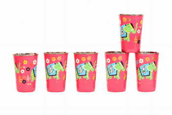 Steel Tumbler Big-ELEPHANT Star-Pink ( set of 6 )