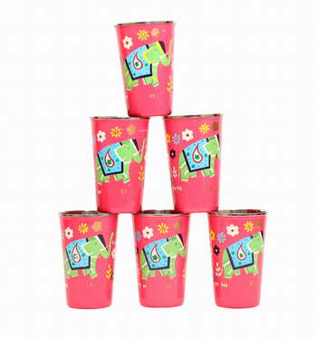 Steel Tumbler Big-ELEPHANT Star-Pink ( set of 6 )