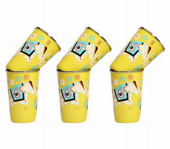 Steel Tumbler Big-ELEPHANT Star-Yellow ( set of 6 )