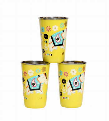 Steel Tumbler Big-ELEPHANT Star-Yellow ( set of 3 )