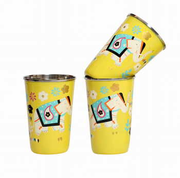 Steel Tumbler Big-ELEPHANT Star-Yellow ( set of 3 )