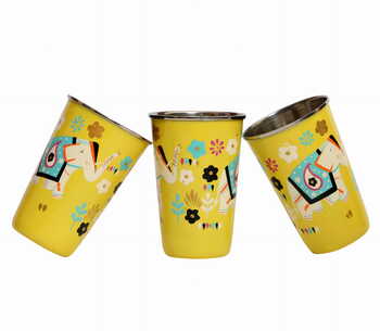 Steel Tumbler Big-ELEPHANT Star-Yellow ( set of 3 )