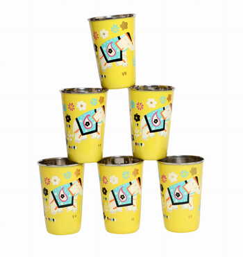 Steel Tumbler Big-ELEPHANT Star-Yellow ( set of 6 )