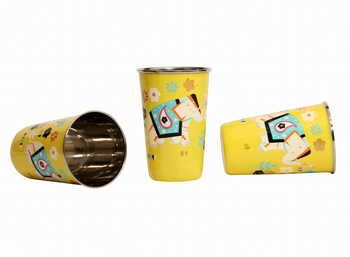 Steel Tumbler Big-ELEPHANT Star-Yellow ( set of 3 )