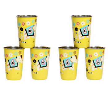 Steel Tumbler Big-ELEPHANT Star-Yellow ( set of 6 )